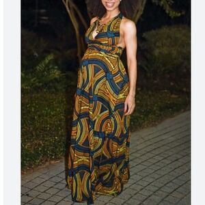 AFRODESIAC GHANA African Convertible Multiway‎ HALTER MAXI DRESS WOMEN ONE SIZE